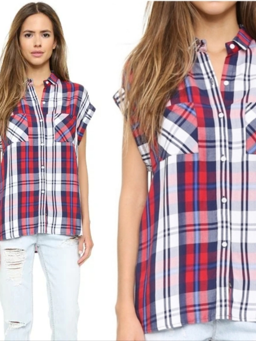 Rails Britt Plaid Shirt Short Sleeve Button Up Women's Medium Grunge 90s Retro